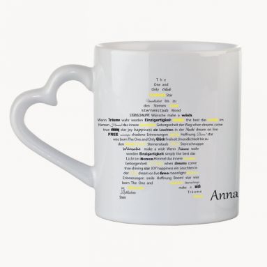 Tasse - Sternentext mit Wunschname