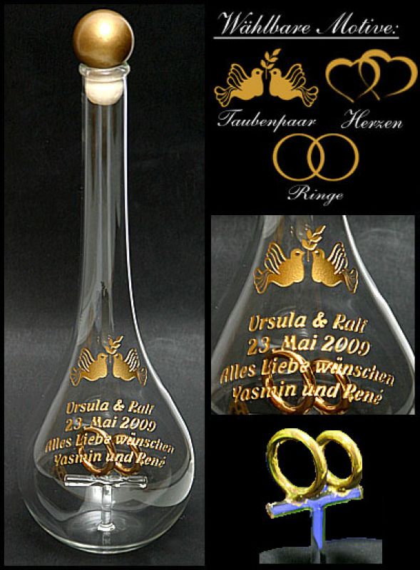 Ringflasche mit Gravur als Geschenk zur Silberhochzeit
